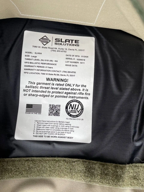 Балістичні пакети Slate Solutions SLHIIIA Large NIJ IIIA та бронежилет