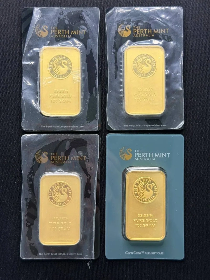 Золоті зливки 100г, 50г, 31.1г (The Perth Mint, Credit Suisse, Valcambi, Umicore) - Пошкоджена упаковка — фото 6