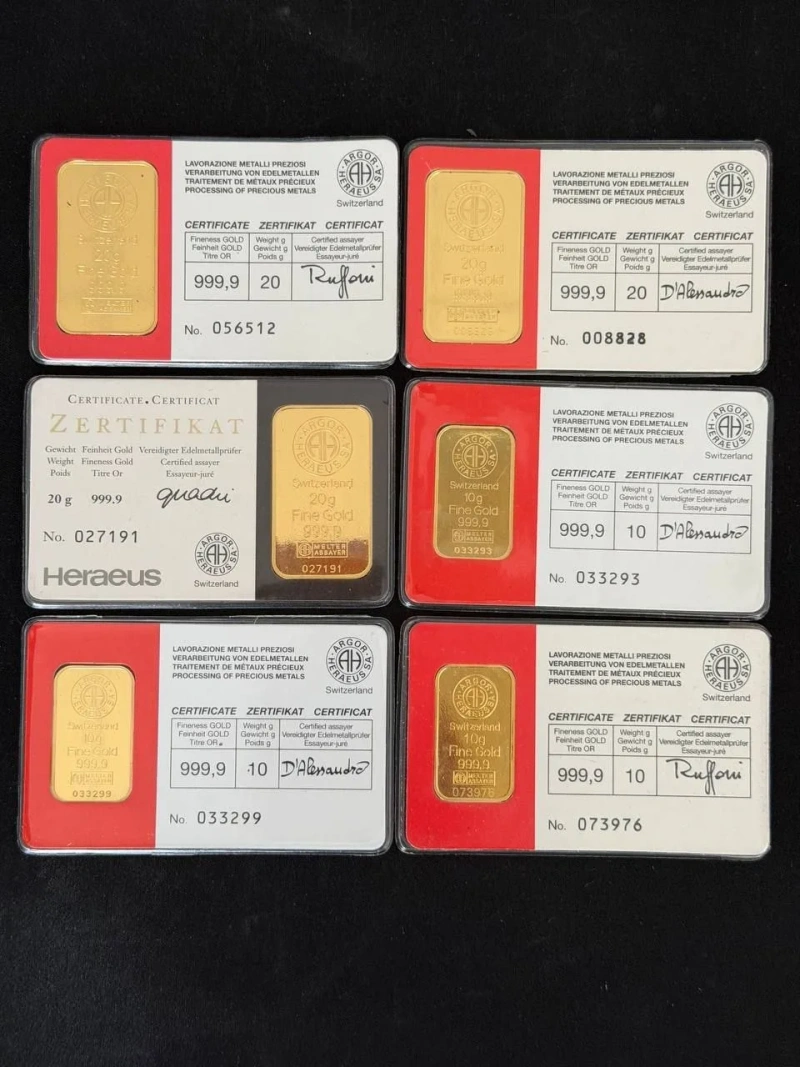 Золотые слитки Umicore/Argor/Credit Suisse/Heraus/Valcambi/Commerzbank (поврежденная упаковка) — фото 5