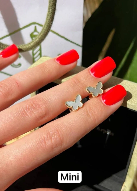Серьги Van Cleef бабочки и клевер позолота Au750