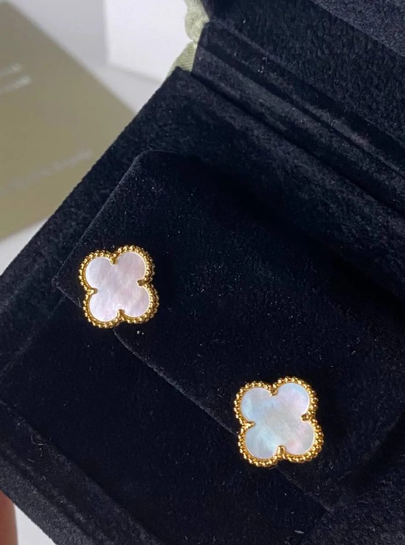 Серьги Van Cleef бабочки и клевер позолота Au750 — фото 2