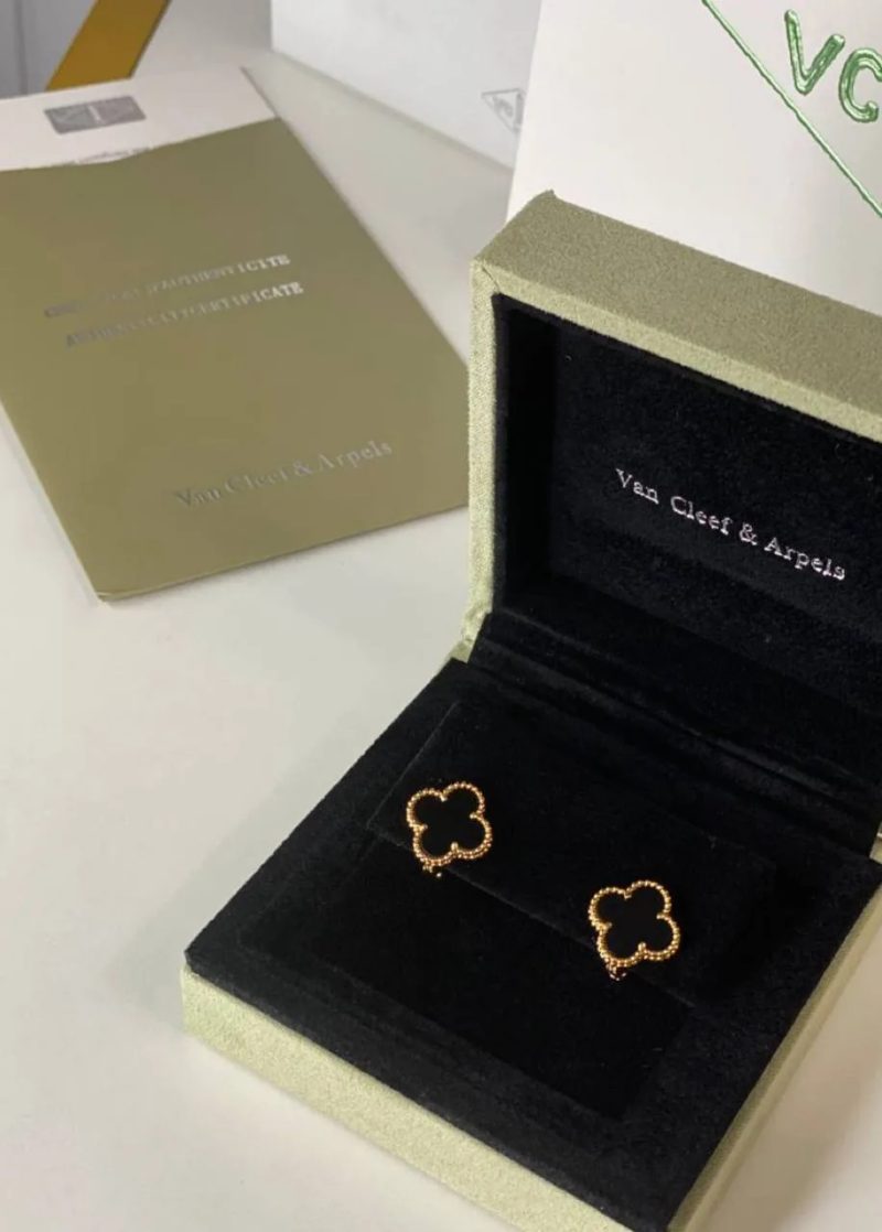 Серьги Van Cleef бабочки и клевер позолота Au750 — фото 3