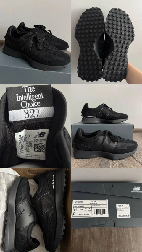 Мужские кроссовки New Balance 327 черные, размер 45