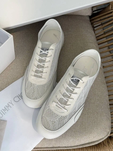 Jimmy Choo Женские кроссовки белые кружевные 37-39