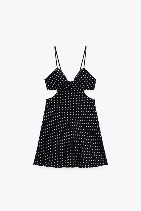 Атласна сукня Zara в рожевий горошок з відкритою спиною XS