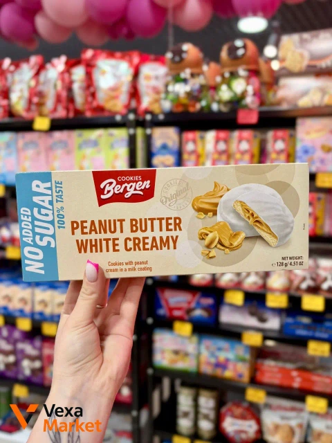 Печиво без цукру Bergen Peanut Butter White Creamy 128г