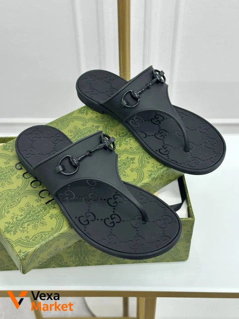 Шльопанці Gucci чорні гумові