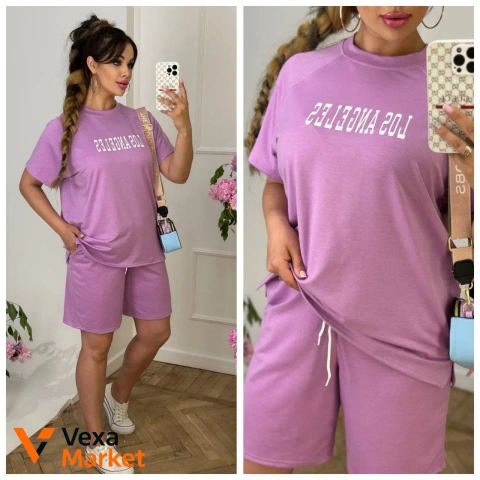 Костюм женский летний с шортами из двунитки