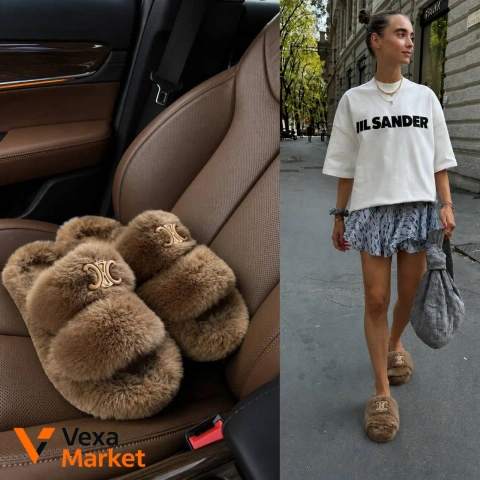 Тапочки Celine натуральне хутро