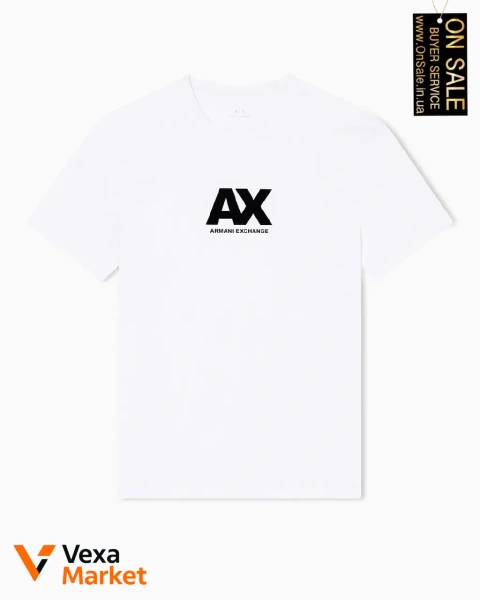 Мужская футболка Armani Exchange белая 100% хлопок