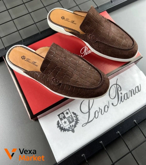 Loro Piana Мюли мужские замшевые коричневые