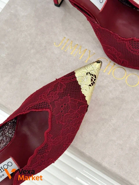 Туфлі Jimmy Choo жіночі червоні мереживні високий люкс