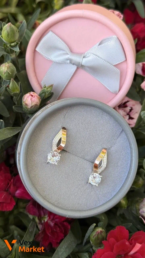 Сережки зі срібла 925 та золота 375 з кубічним цирконієм