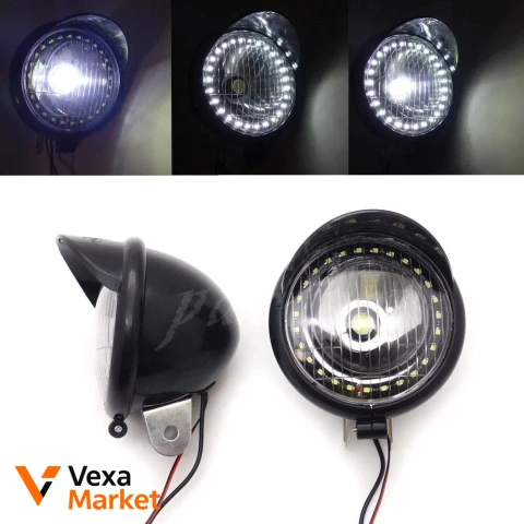 Универсальная черная LED-фара с Angel Eye для мотоцикла/скутера
