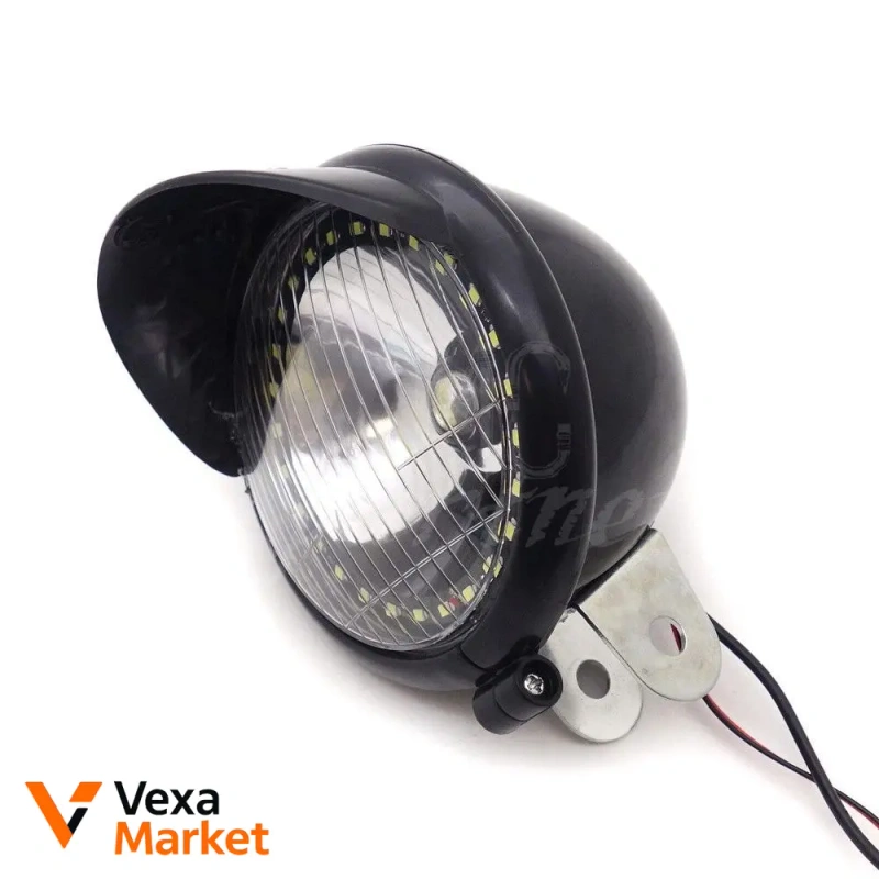 Универсальная черная LED-фара с Angel Eye для мотоцикла/скутера — фото 2