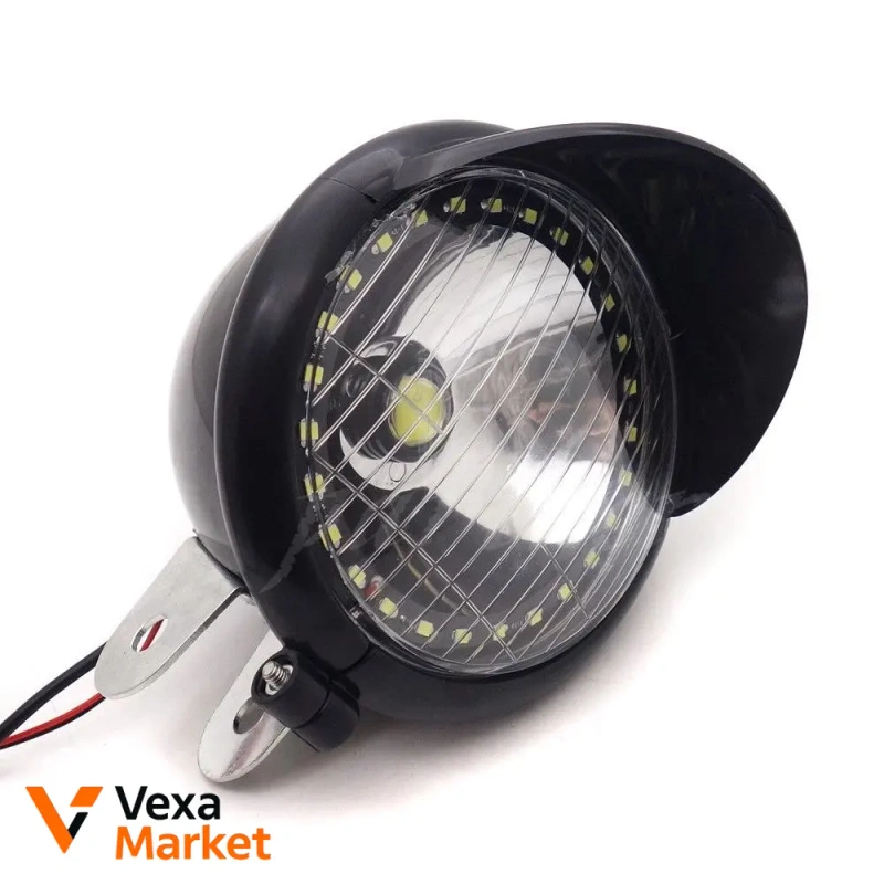 Универсальная черная LED-фара с Angel Eye для мотоцикла/скутера — фото 3