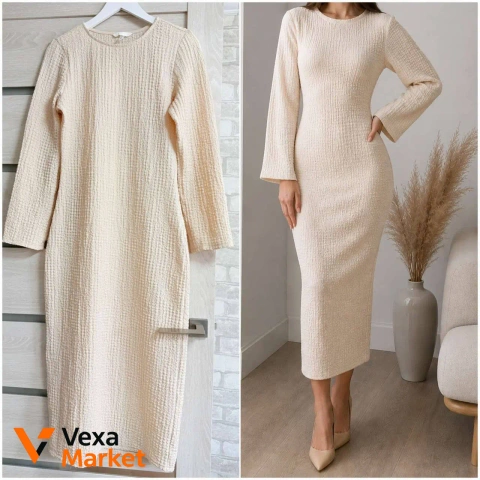 Женское платье S/M бежевое