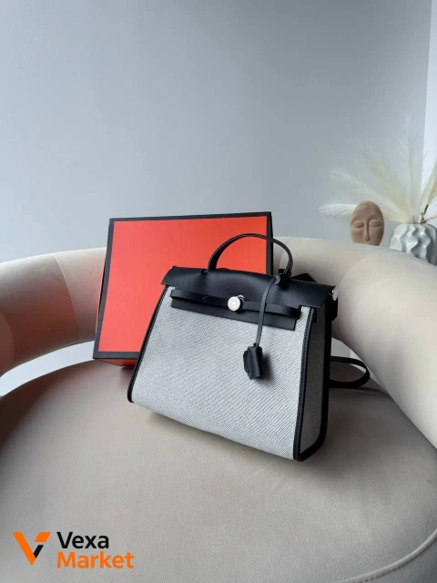 Hermes Herbag сумка шкіра текстиль 30х25х10 см