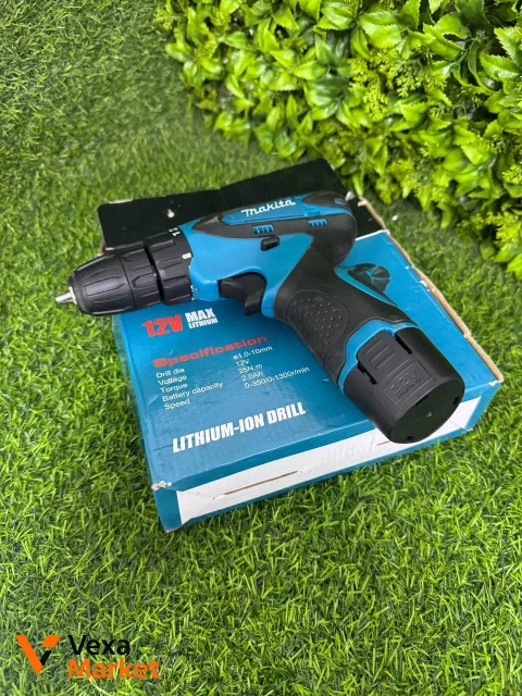Дрель аккумуляторная Makita (копия) 12V, в комплекте кейс, зарядка и 2 аккумулятора