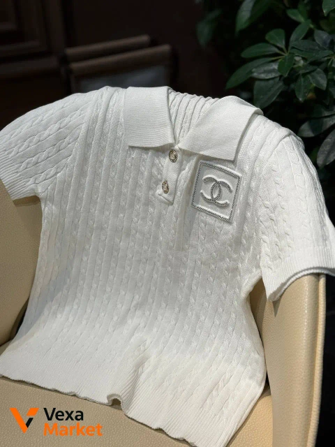 Вязаная футболка Chanel женская белая