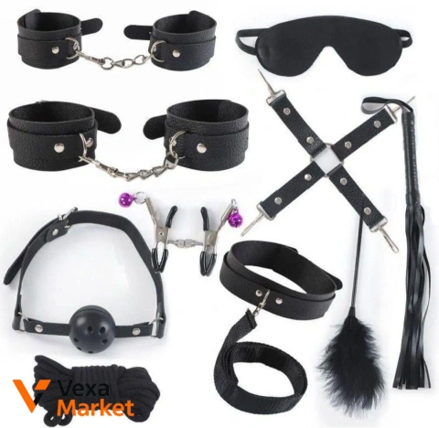 Набор BDSM из 10 предметов из эко-кожи