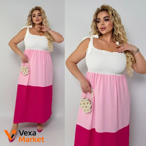 Летний сарафан макси из структурированного крепа