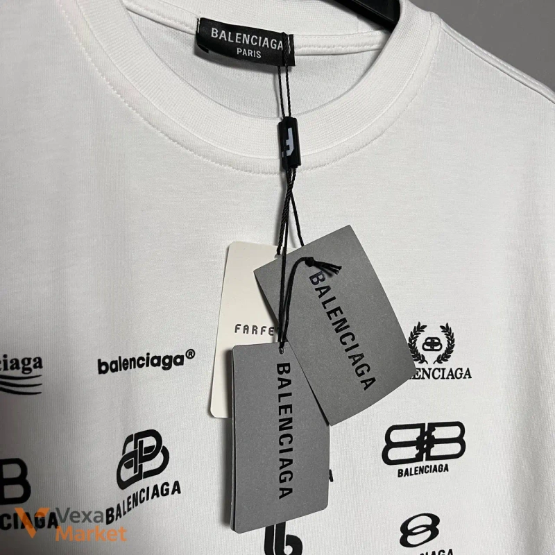 Balenciaga Футболка мужская белая с логотипами — фото 4
