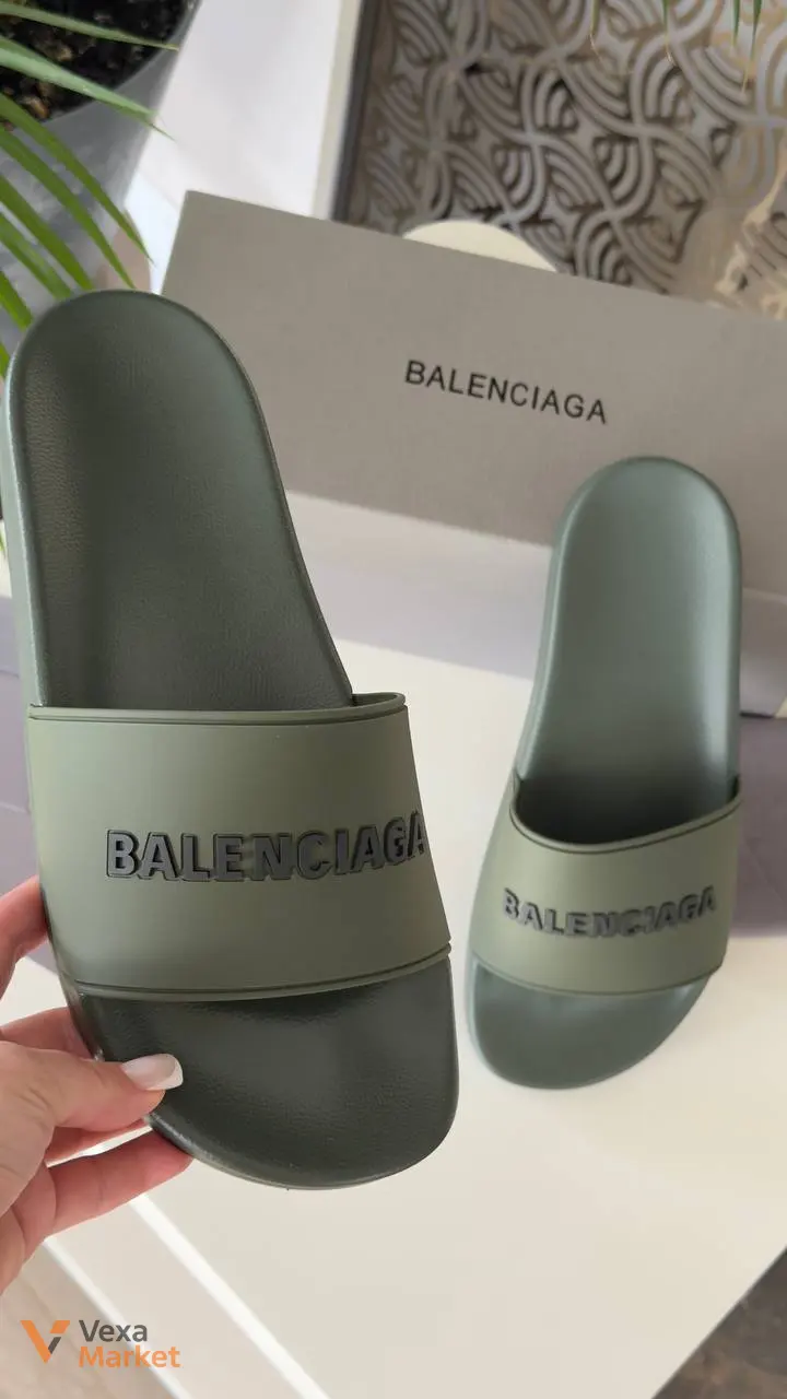 Balenciaga Шлепанцы хаки — фото 7