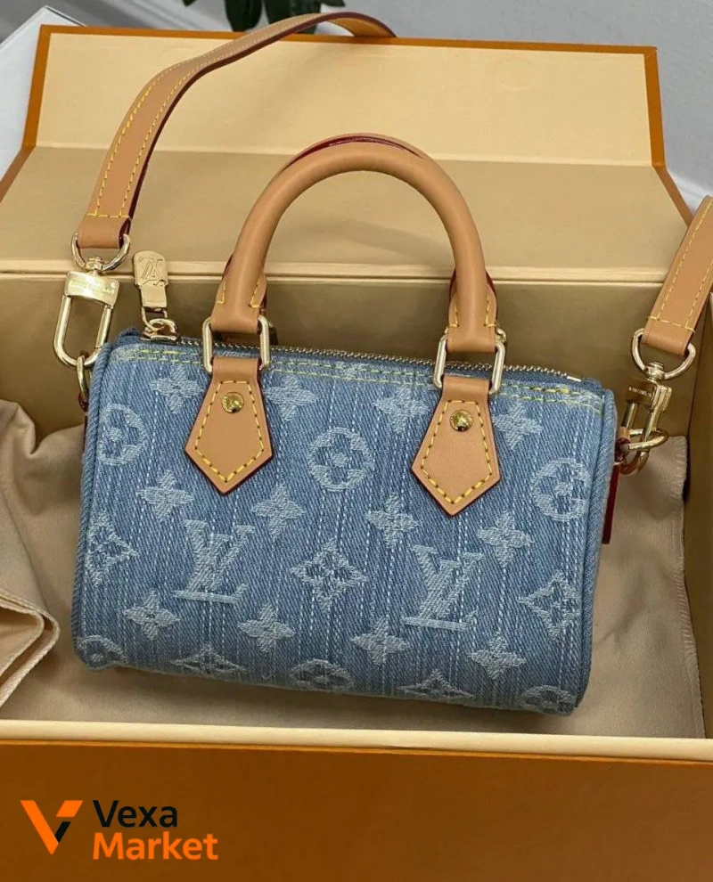 Блакитна джинсова сумочка Louis Vuitton LV mini — фото 2