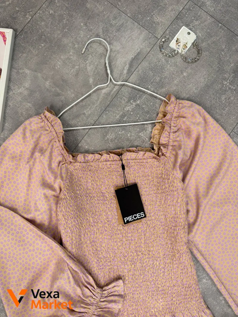 Блуза Pieces пастельна в квітковий принт, EUR XL (48-50) — фото 4