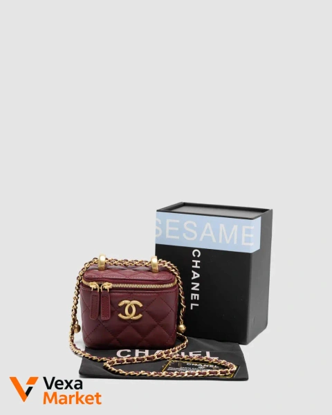 Chanel Classic Burgundy Lambskin Pearl Crush Mini Vanity Case