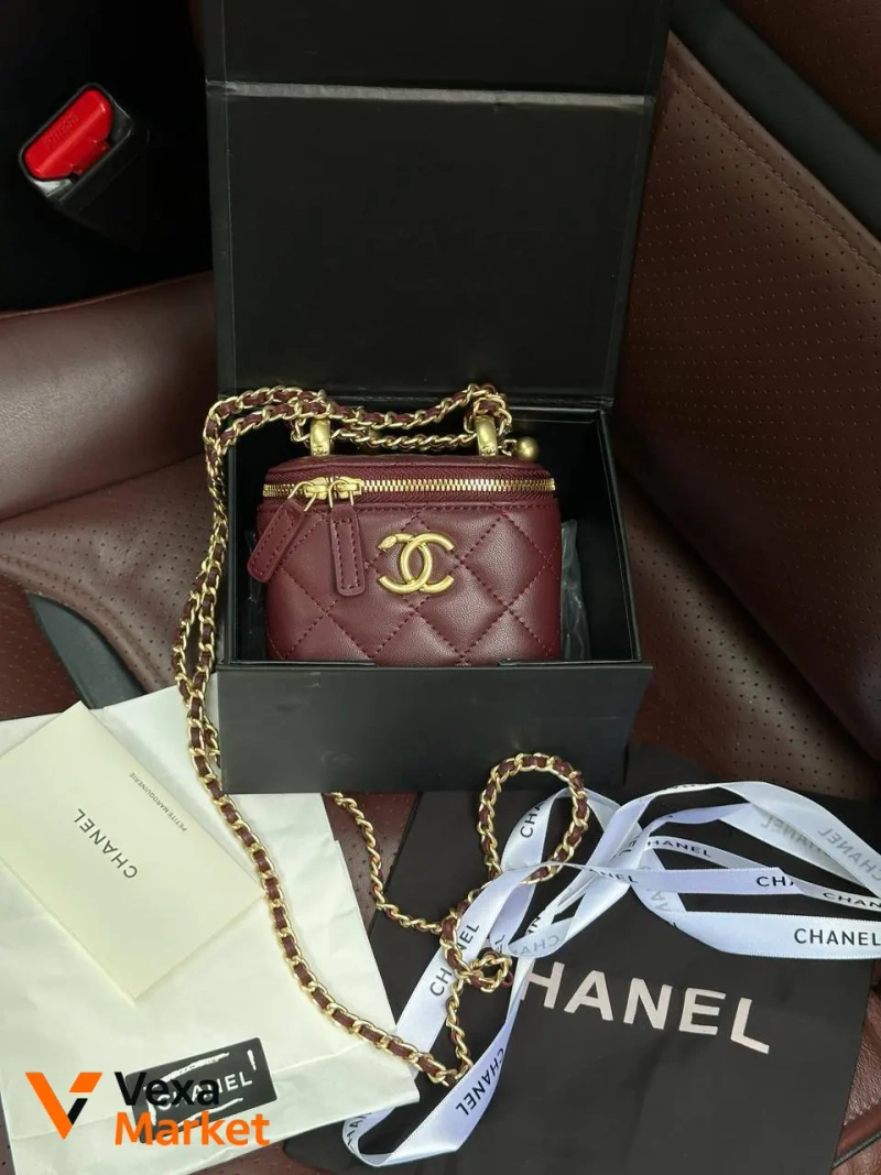 Chanel Classic Burgundy Lambskin Pearl Crush Mini Vanity Case — фото 2