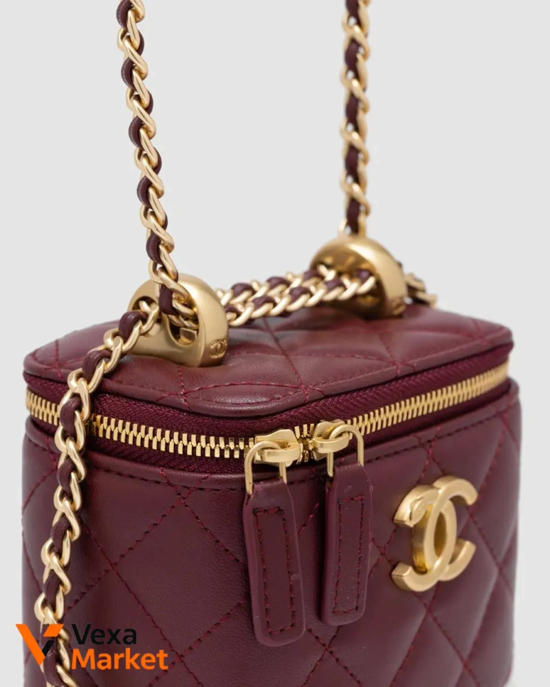 Chanel Classic Burgundy Lambskin Pearl Crush Mini Vanity Case — фото 8