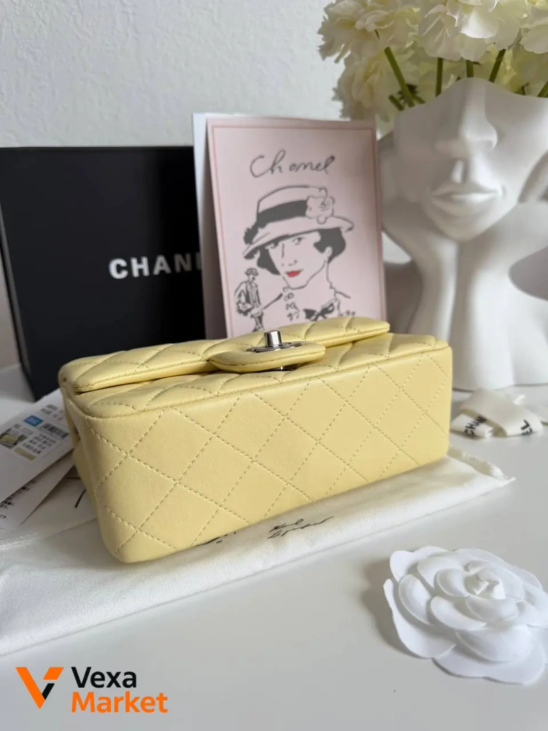 Chanel Classic сумка жовта/срібляста — фото 4