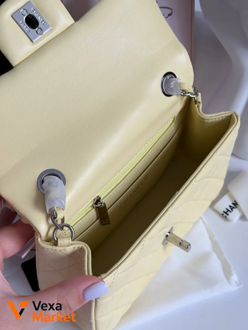 Chanel Classic сумка жовта/срібляста — фото 7