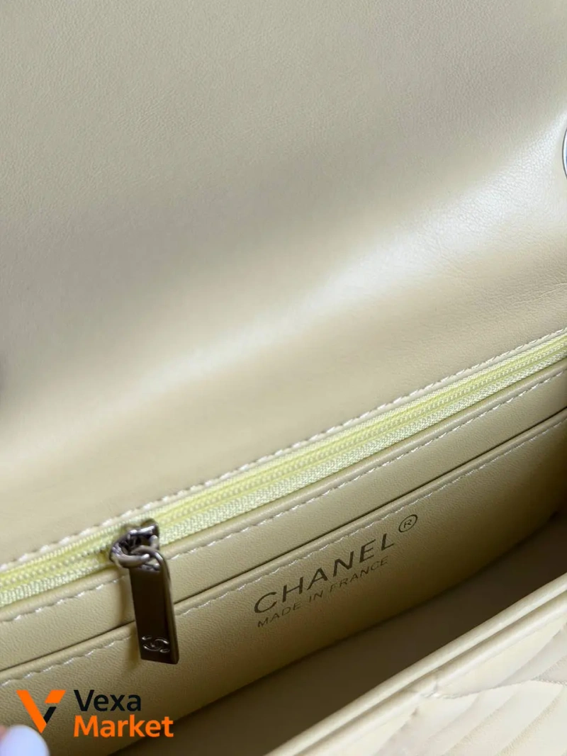 Chanel Classic сумка жовта/срібляста — фото 8