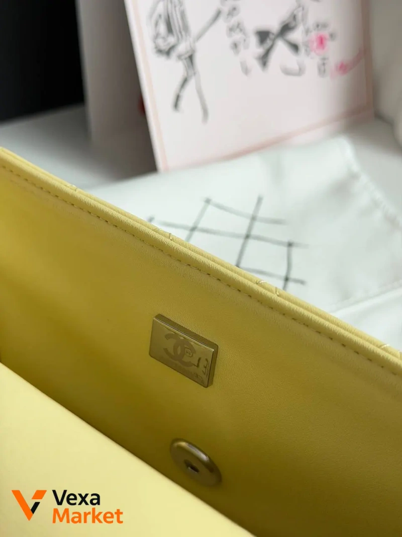 Chanel Classic сумка жовта/срібляста — фото 9