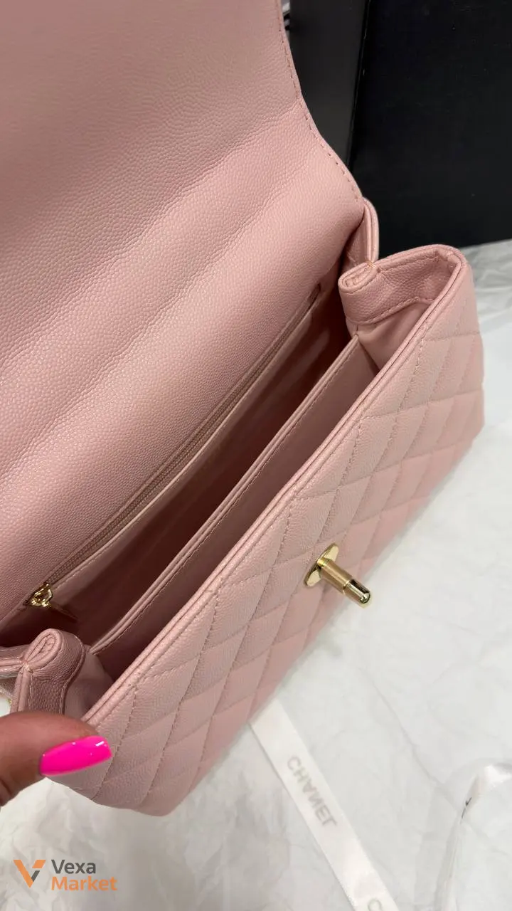 Chanel Coco сумка жіноча рожева зерниста шкіра 23 х 17 см — фото 3