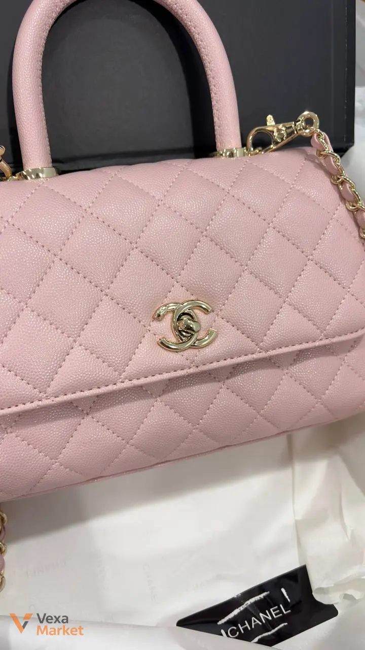 Chanel Coco сумка жіноча рожева зерниста шкіра 23 х 17 см — фото 6