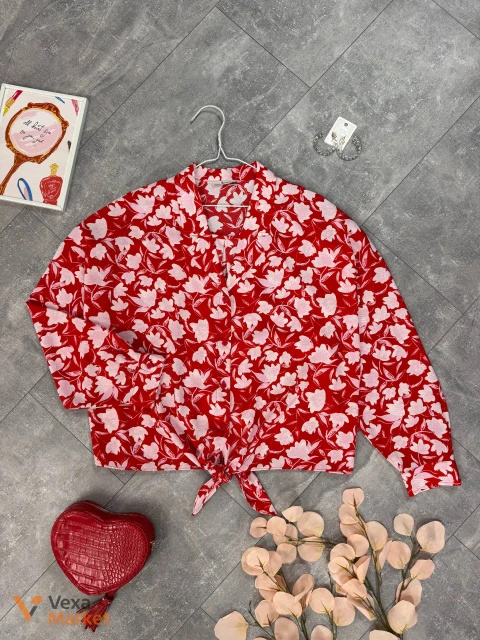 Червона сорочка оверсайз в принт від T U, розмір UK 20 / 54-56