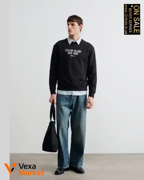 Чоловічий світшот Calvin Klein Jeans чорний з принтом
