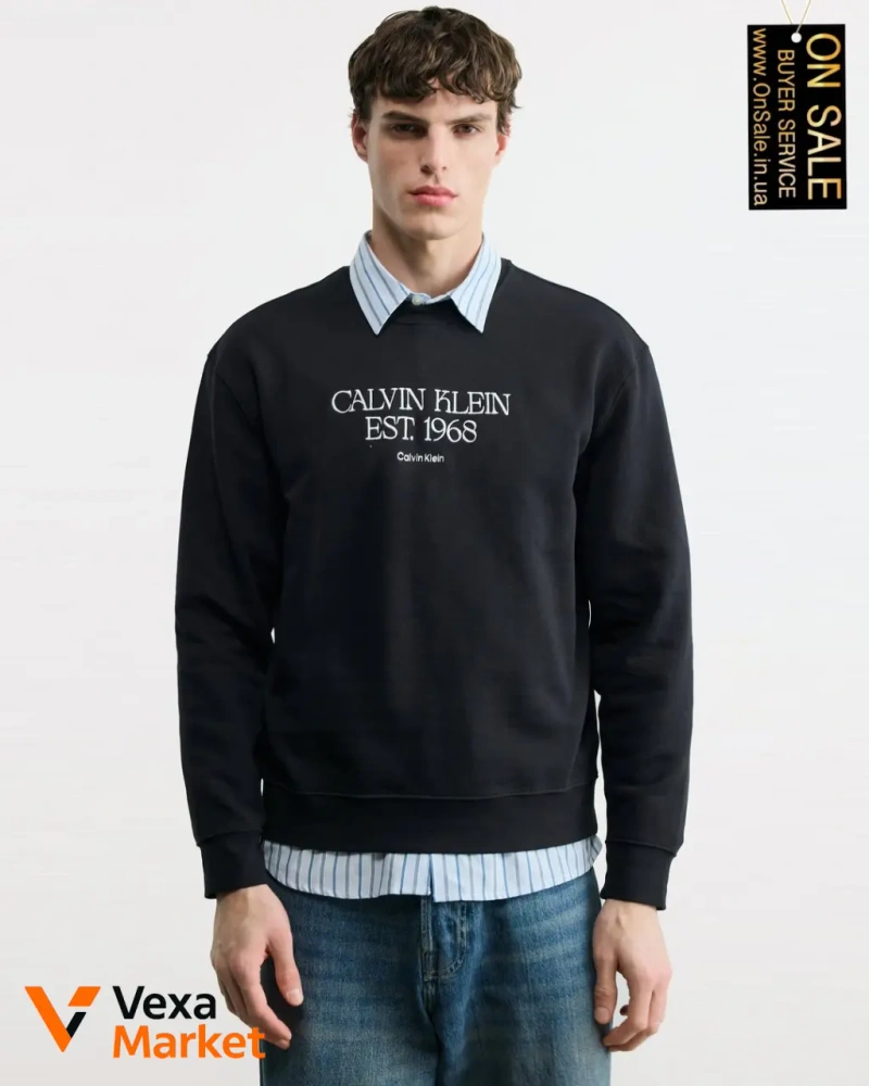 Чоловічий світшот Calvin Klein Jeans чорний з принтом — фото 2