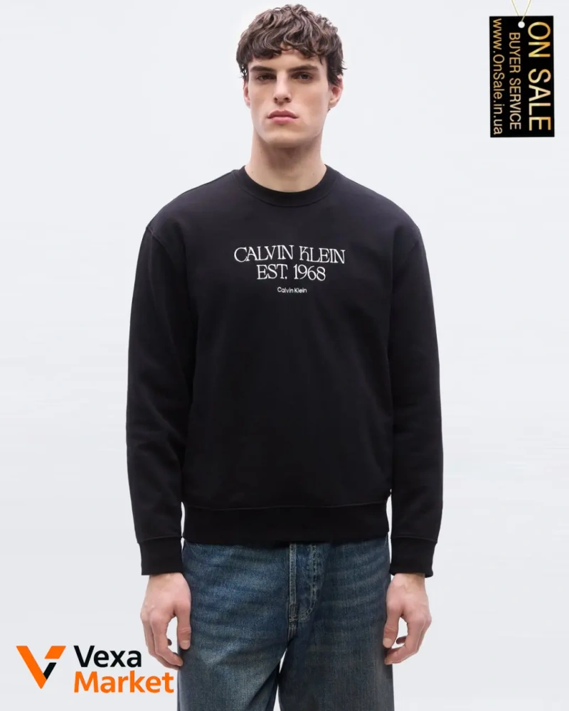 Чоловічий світшот Calvin Klein Jeans чорний з принтом — фото 4