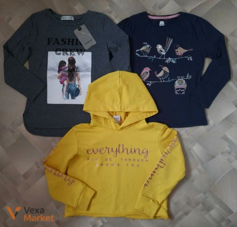 Дитячий одяг: кофти та худі (сіра, синя, жовта)