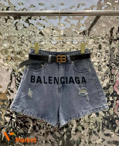 Джинсові шорти Balenciaga з ремінцем, розмір M