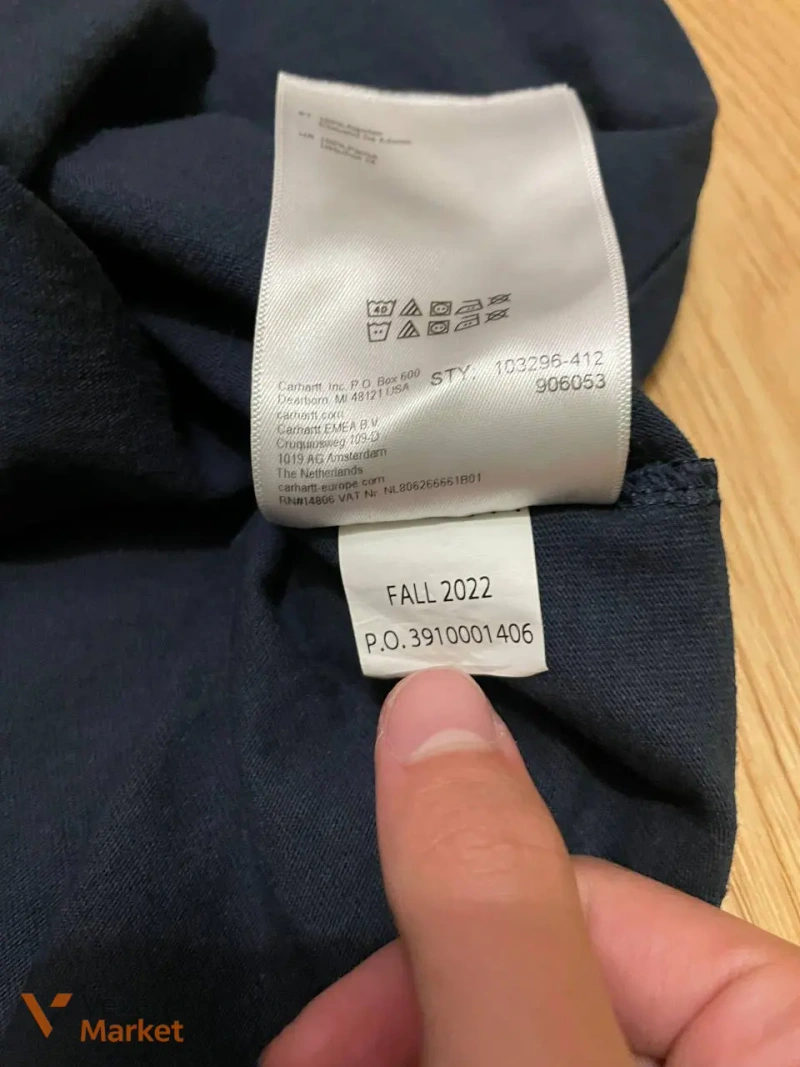 Футболка Carhartt з кишенею темно-синя, розмір L — фото 5
