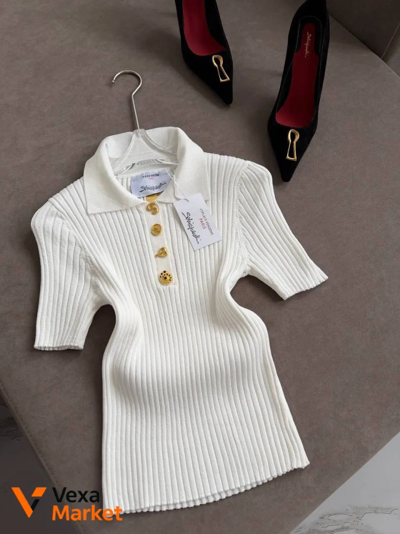 Футболка в рубчик Schiaparelli універсального розміру — фото 7