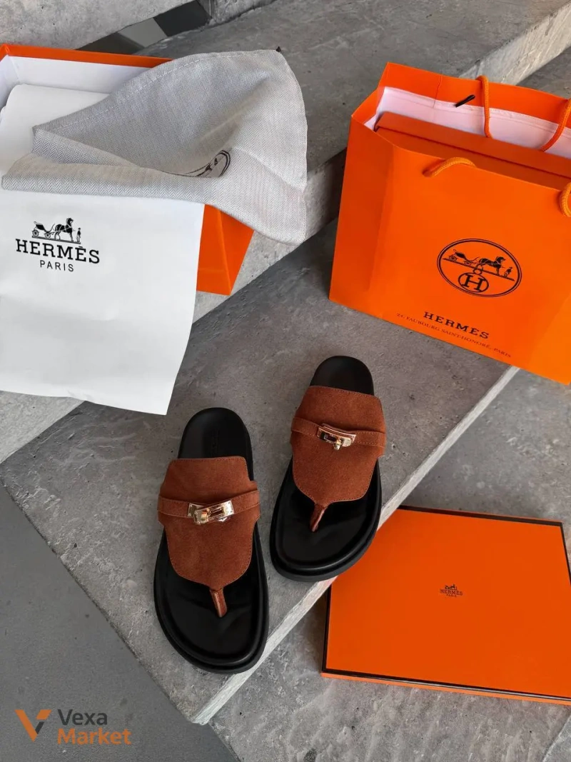Hermès Empire Sandal Brun Amourette замшевые женские сандалии — фото 5