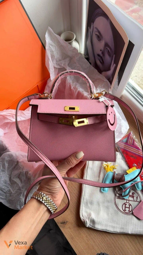 Hermes Kelly 20 розовая кожаная сумка