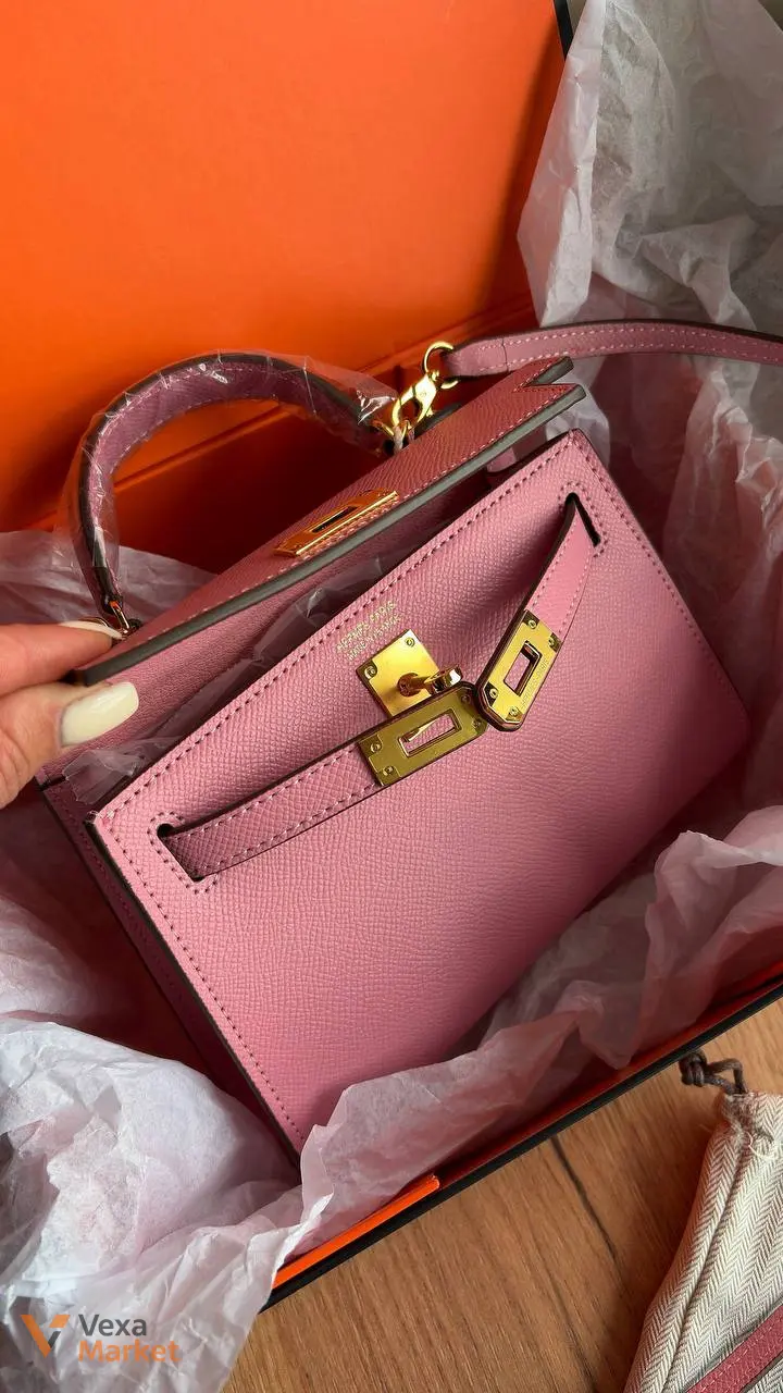 Hermes Kelly 20 розовая кожаная сумка — фото 3